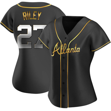 Austin Riley Women's Replica Atlanta Braves Black Golden Alternate Jersey