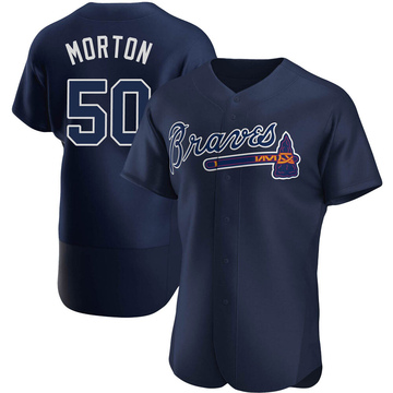 Charlie Morton Men's Authentic Atlanta Braves Navy Alternate Team Name Jersey