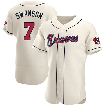 Dansby Swanson Men's Authentic Atlanta Braves Cream Alternate Jersey