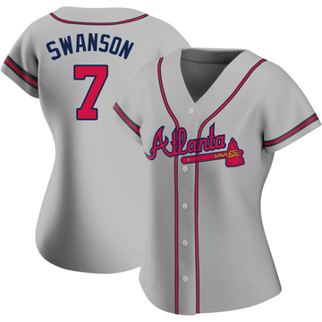Dansby Swanson Women's Authentic Atlanta Braves Gray Road Jersey