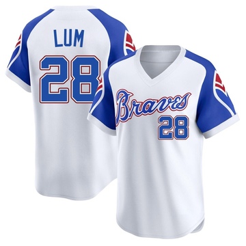 Mike Lum Men's Limited Atlanta Braves White Throwback Cooperstown Collection Jersey