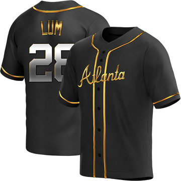 Mike Lum Men's Replica Atlanta Braves Black Golden Alternate Jersey