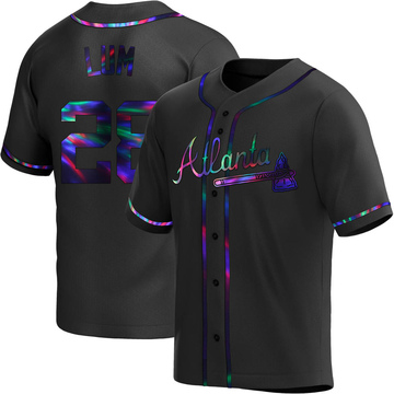 Mike Lum Men's Replica Atlanta Braves Black Holographic Alternate Jersey