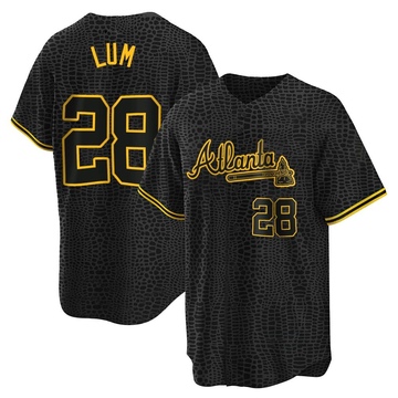 Mike Lum Men's Replica Atlanta Braves Black Snake Skin City Jersey