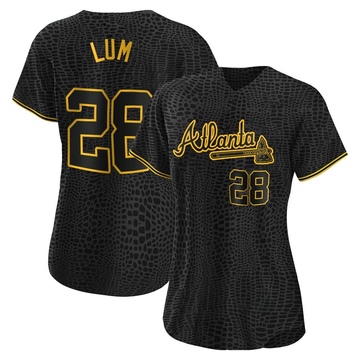 Mike Lum Women's Authentic Atlanta Braves Black Snake Skin City Jersey