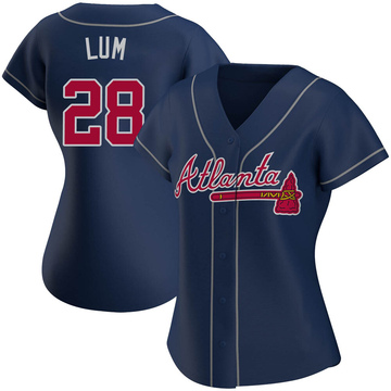 Mike Lum Women's Authentic Atlanta Braves Navy Alternate Jersey