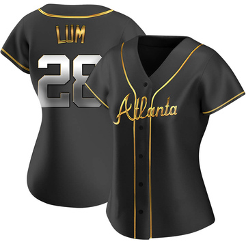 Mike Lum Women's Replica Atlanta Braves Black Golden Alternate Jersey