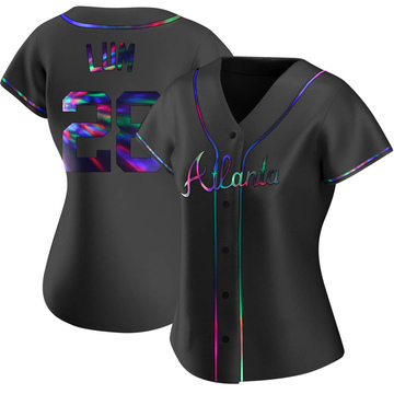 Mike Lum Women's Replica Atlanta Braves Black Holographic Alternate Jersey