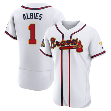 Ozzie Albies Men's Authentic Atlanta Braves Gold White 2022 Program Jersey