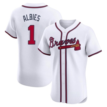 Ozzie Albies Men's Elite Atlanta Braves White Home Jersey