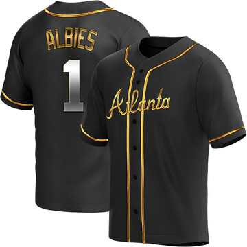 Ozzie Albies Men's Replica Atlanta Braves Black Golden Alternate Jersey