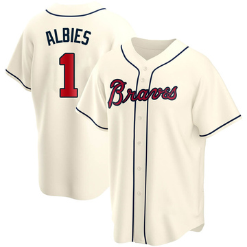 Ozzie Albies Men's Replica Atlanta Braves Cream Alternate Jersey