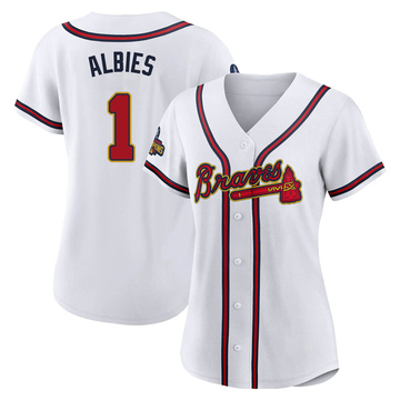 Ozzie Albies Women's Authentic Atlanta Braves Gold White 2022 Program Jersey