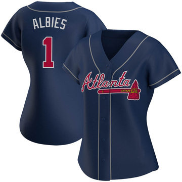 Ozzie Albies Women's Authentic Atlanta Braves Navy Alternate Jersey
