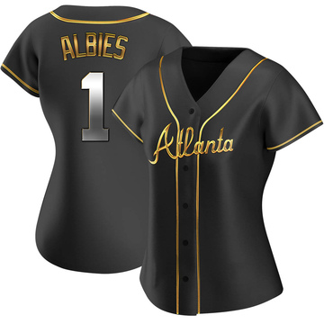 Ozzie Albies Women's Replica Atlanta Braves Black Golden Alternate Jersey