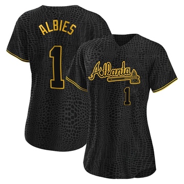 Ozzie Albies Women's Replica Atlanta Braves Black Snake Skin City Jersey