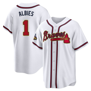 Ozzie Albies Youth Replica Atlanta Braves Gold White 2022 Program Jersey