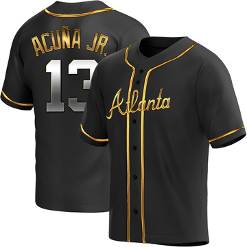 Ronald Acuna Jr. Youth Replica Atlanta Braves Black Golden Alternate Jersey