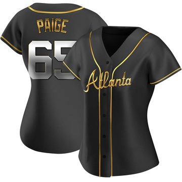 Satchel Paige Women's Replica Atlanta Braves Black Golden Alternate Jersey